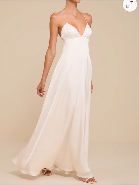 Lulus Dresses & Skirts - Lulus Medium NEW Lupita White Satin Tie-Back Maxi Dress Bridal Wedding Minimal